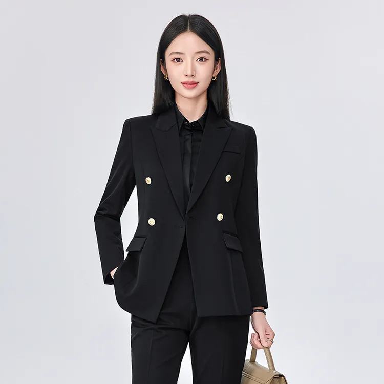 黑色西装套装女春秋气质职业装小个子工作服正装酒店经理西服外套