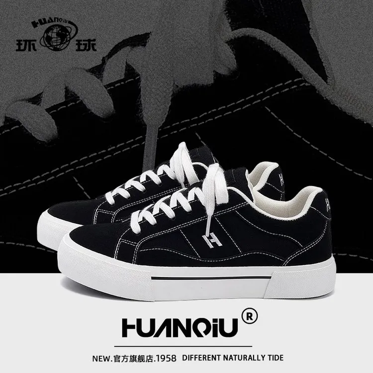百年环球帆布鞋男夏季薄款2025新款透气男鞋百搭低帮学生休闲板鞋
