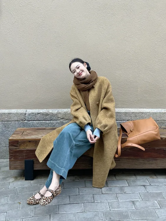 2025秋冬季新款韩系长款单排扣呢子大衣女高级感气质宽松毛呢外套