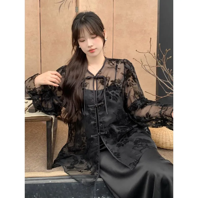 轻奢大码新中式国风盘扣绝美衬衫女装夏季高级感衬衣外套胖mm显瘦