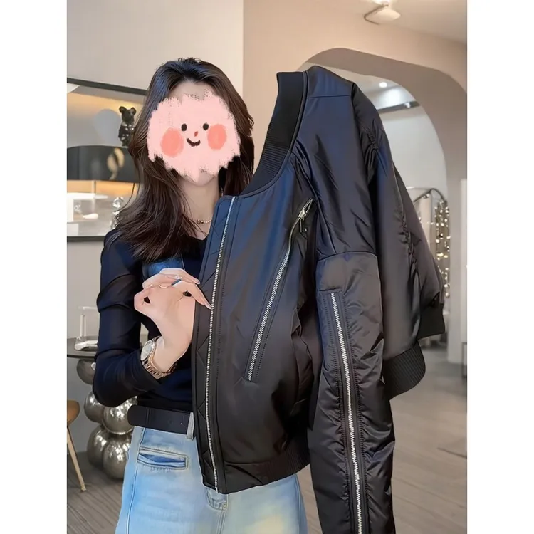 【300斤胖妹妹】早秋新款欧洲站减龄短款棒球服小个子洋气夹克外套