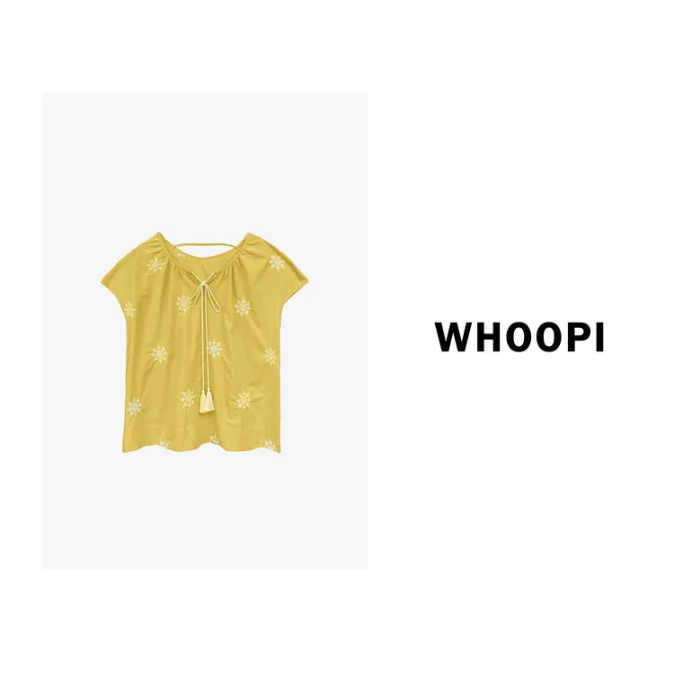 【Whoopi】【塞纳花房】轻法度假少女高密刺绣宽松版上衣小衫