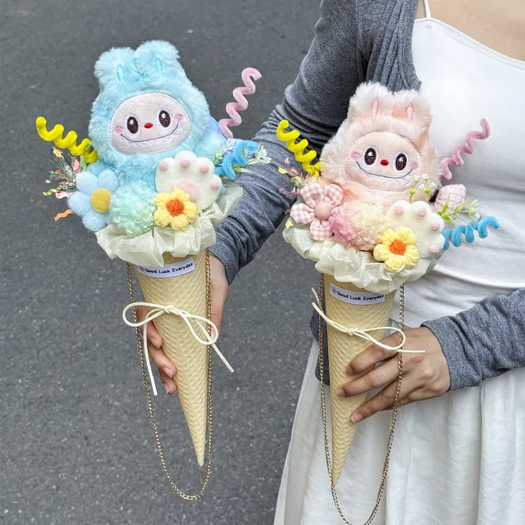 创意可爱玩偶冰淇淋甜筒花束送女朋友闺蜜纪念日生日礼物小惊喜