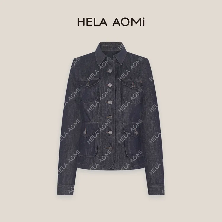 HELA AOMI“收腰牛仔”砂洗工艺立体口袋知性牛仔外套CY5CC27402