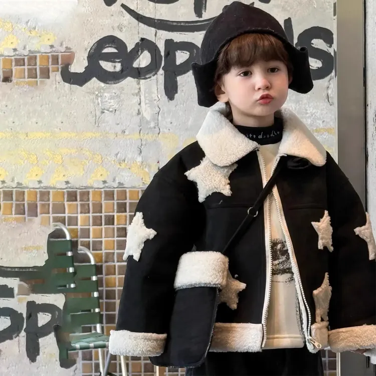 男童外套儿童春秋装2025新款小童节日氛围感宝宝潮酷黑色长袖上衣