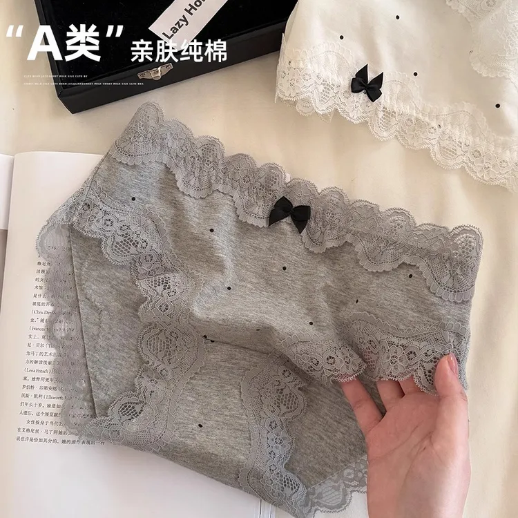 【A类婴儿棉】日系少女波点蕾丝内裤舒适透气抑菌裆中腰性感三角裤