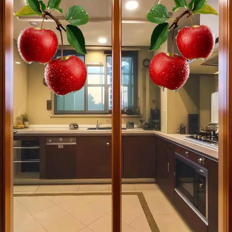高清苹果图案冰箱贴纸专用装饰自粘防水贴画餐厅厨房玻璃门窗装饰