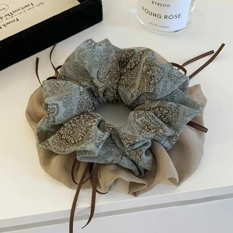 韩系碎花飘带大肠发圈女2025新款扎丸子头头绳发绳高弹力头花发