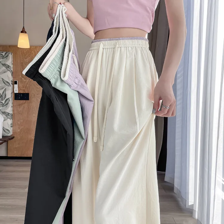 云朵泡泡皱阔腿裤子女爆款2025新款夏季薄款宽松垂坠感显瘦山本裤