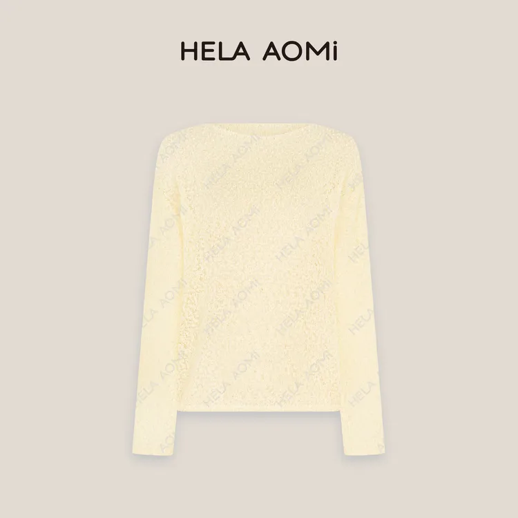 HELA AOMI“鱼子酱系列”绵羊毛100%松弛感豆豆花式纱线廓形针织衫