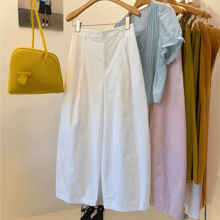 胖妹妹240斤大码宽松阔腿气球裤女夏新款高腰显瘦休闲九分香蕉裤