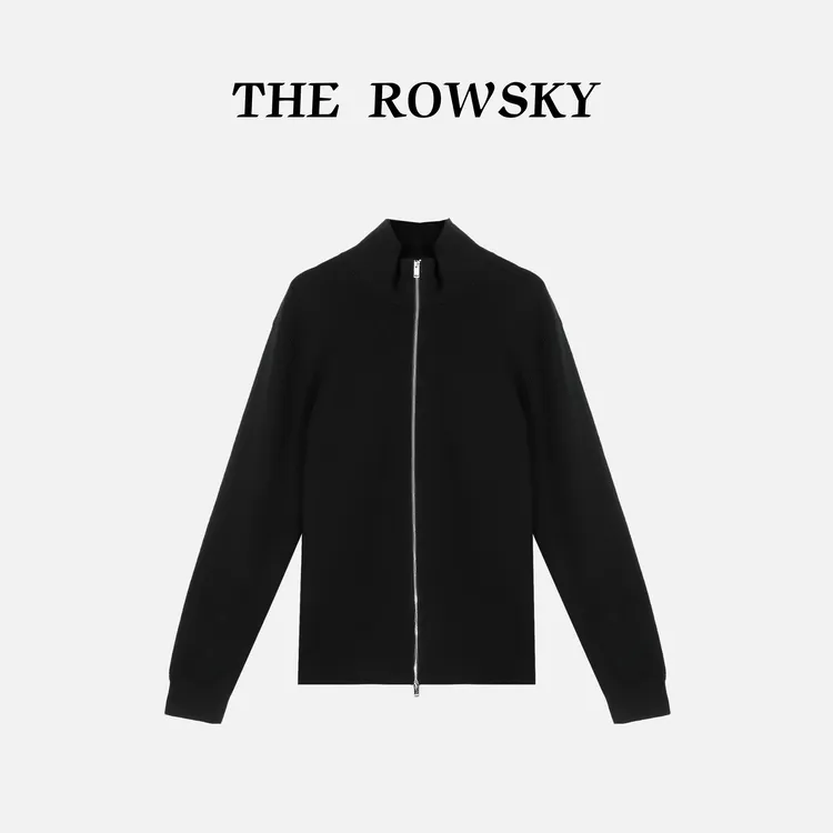 杨圣坤2025新品男士绵羊毛混纺半高领纯色拉链针织外套SK2511123