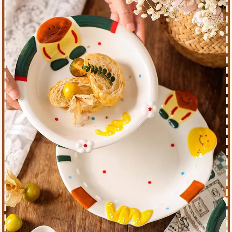 非你莫薯陶瓷餐具可爱卡通釉下彩ins高颜值饭碗家用网红盘子