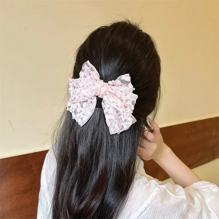 超仙蝴蝶结飘带发夹甜美百搭少女马尾一字夹ins高颜值弹簧夹发卡