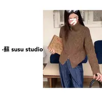 JS秋冬新款时尚休闲高领加厚百搭慵懒双开拉链毛针织衫0970