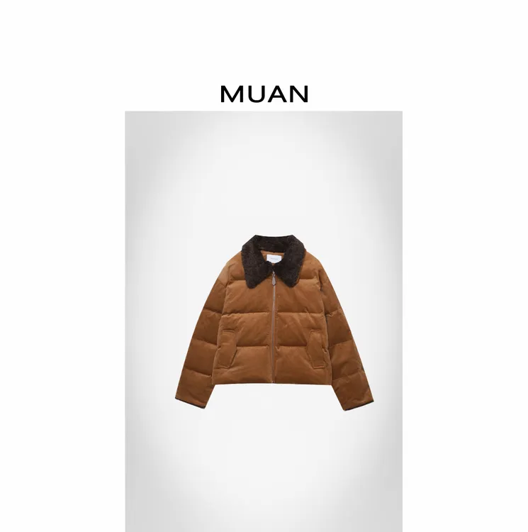 木岸MUAN：《焦糖可颂鹅绒服》定制中古90白鹅羽绒外套女D-YJ-25080