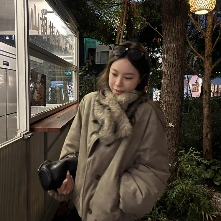 DYANGJUN【1M推荐】冬季新款带围巾棉服休闲外套