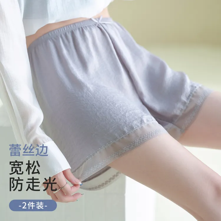宽松透气安全裤女夏季薄款居家蕾丝花边短裤纯色百搭防走光打底裤