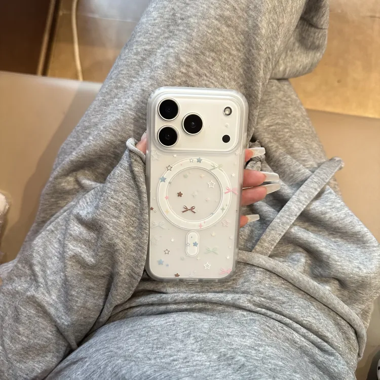 BANCA温柔星星蝴蝶结适用苹果16/17promax磁吸手机壳iPhone15/14