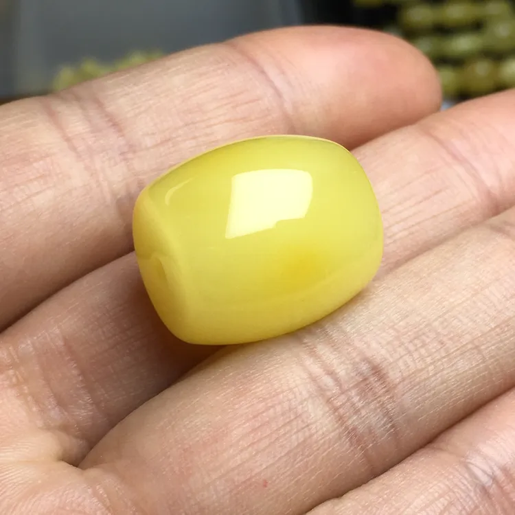 蜜蜡桶珠 尺寸约19.3×17.5mm细小的爆花天然原矿保真无烤色无优化