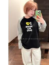 我想我的小狗2.0 | D S M D | 大码女装宽松插肩袖印花休闲T