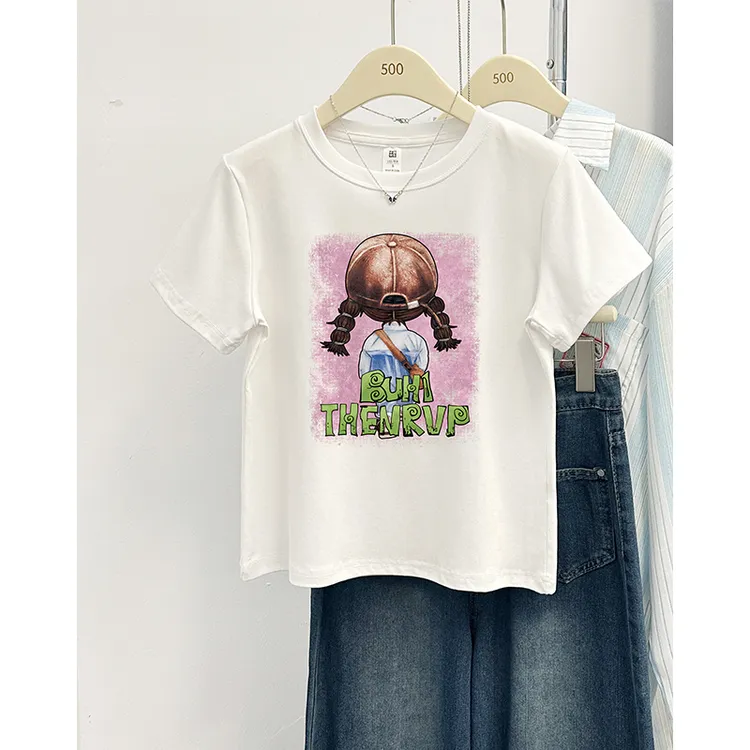 韩版小个子正肩短袖t恤女2025夏季新款百搭圆领显瘦小衫洋气上衣