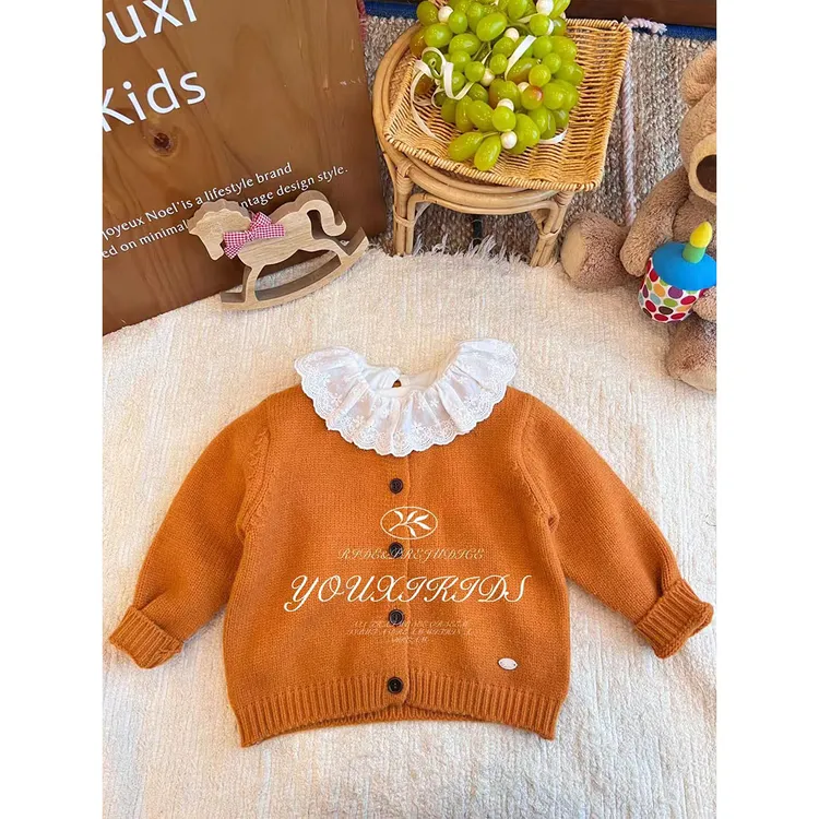 现飞飞家·小橘子25新秋冬纯色洋气显白高级感毛衣开衫 FF3020