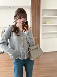 【旋转木马】彩色丝绒扣～羊毛混纺～复古圆领针织开衫～秋冬毛衣女