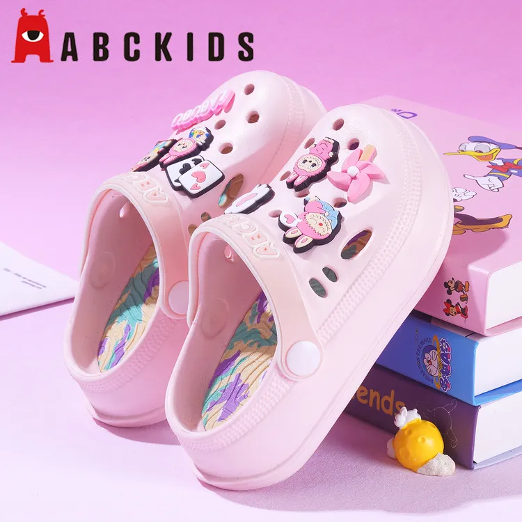 Abckids儿童拖鞋夏季公主风女童洞洞鞋外穿防滑小女孩包头沙滩鞋