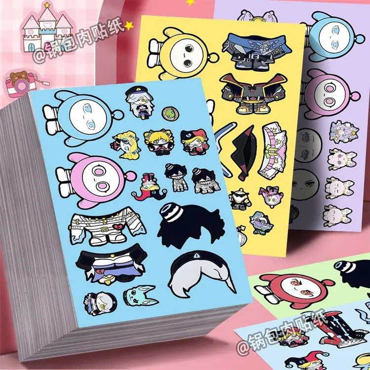 109大张蛋仔派对换装贴纸儿童益智动手创意贴画趣味换装解压贴画