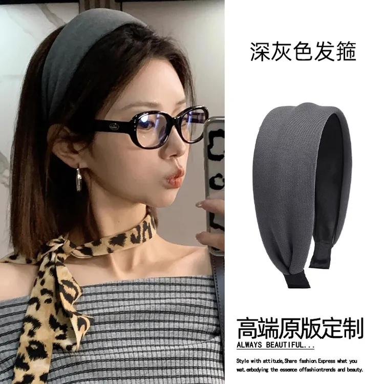 法式宽边发箍女2025新款高颅顶高级感灰色短发头箍宽发带日常发箍