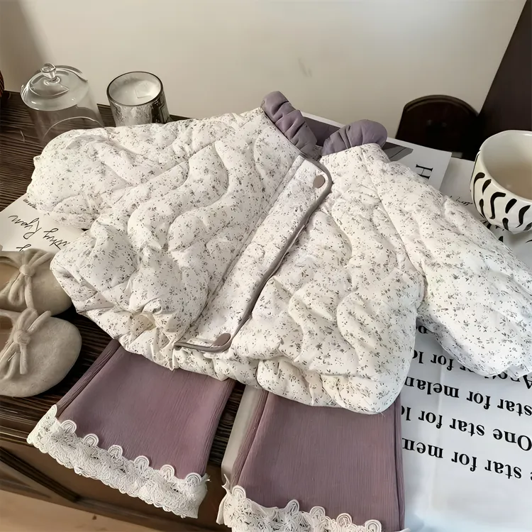 女童棉袄2025冬季儿童上衣碎花韩版洋气女宝宝外套加厚保暖棉服