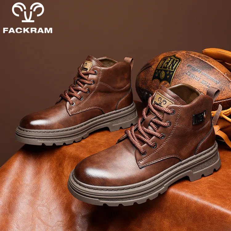 FACKRAM暖冬加绒高帮马丁靴男款2025秋冬季新款中帮百搭男士皮鞋