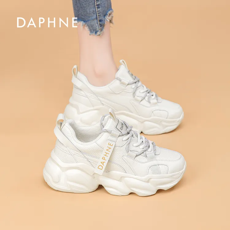 达芙妮厚底老爹鞋女2025新款冬季保暖显脚小真皮增高时尚休闲鞋S