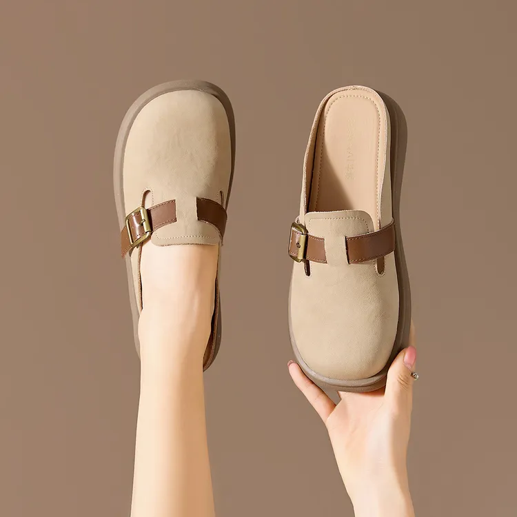 华耐复古百搭勃肯拖鞋女2025新款时尚外穿一脚蹬懒人包头半拖鞋女