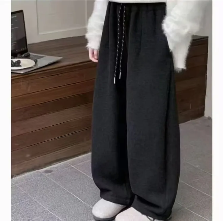 女童2025新版糯米裤升级版亲子款保暖羊羔绒百搭直筒棉裤