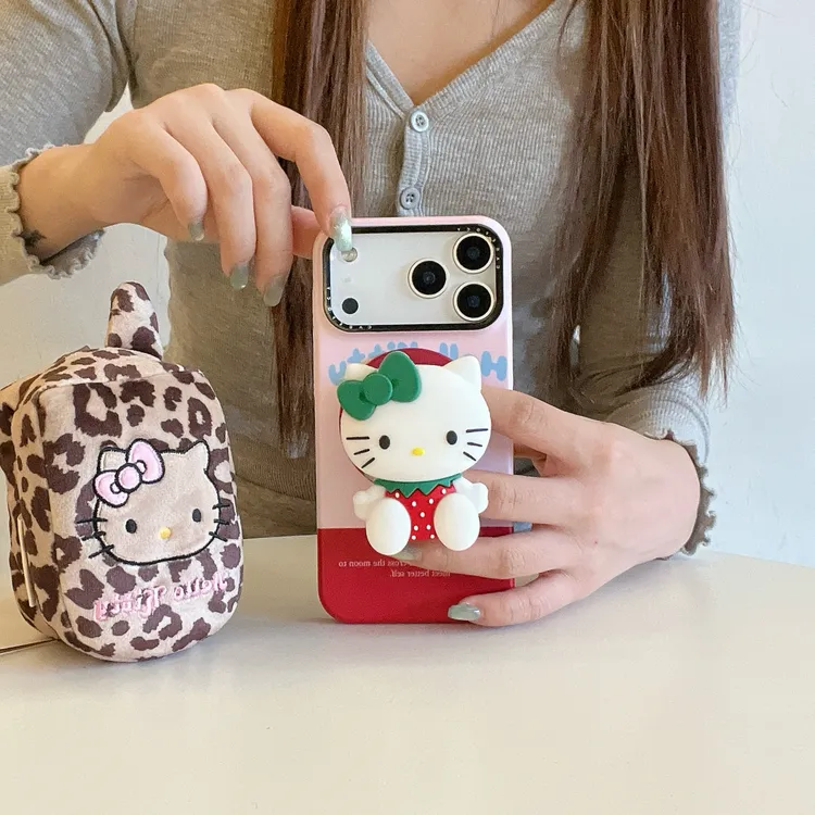 HelloKitty适用于苹果女磁吸多巴胺秋冬15苹果手机立体硅胶壳支架