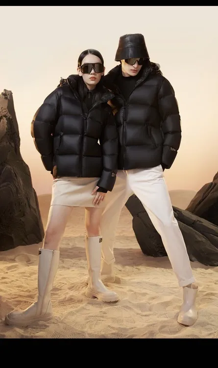 【西藏新疆包邮】经典黑金鹅绒五格男女同款加厚外套