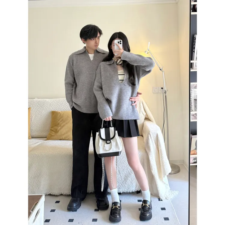 情侣装韩系搭配一整套男毛衣针织衫短裤甜美独特绝美早春小套装