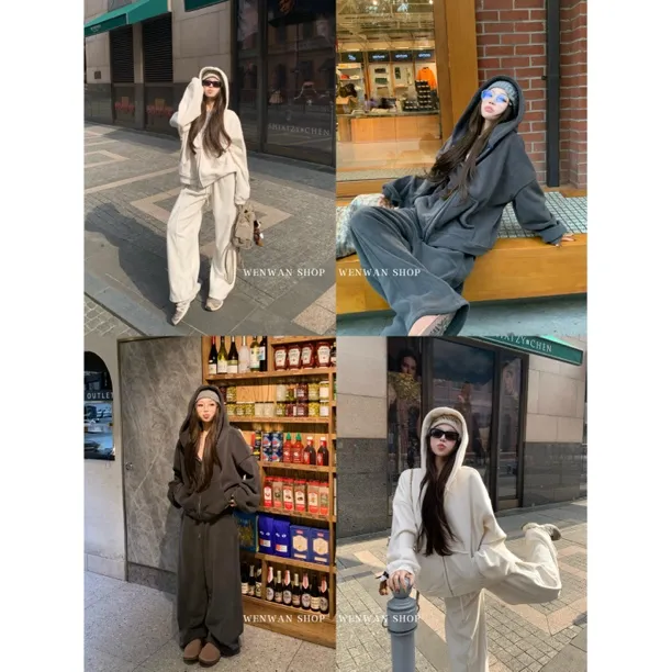 【首尔冬日】2色！加厚德绒！松弛感休闲套装（外套+长裤）