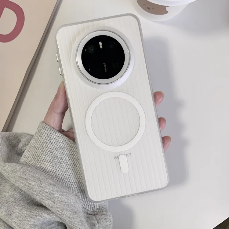 适用华为mate70手机壳新款瓦楞磨砂磁吸华为mate60pro简约保护壳