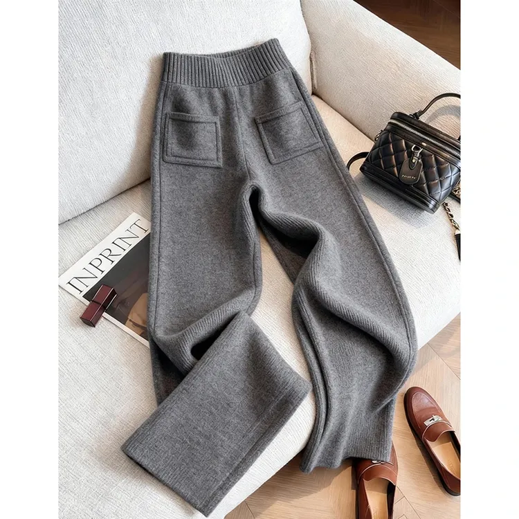 高级感通勤百搭休闲裤2026秋冬季新款高腰加厚显瘦直筒阔腿裤子女