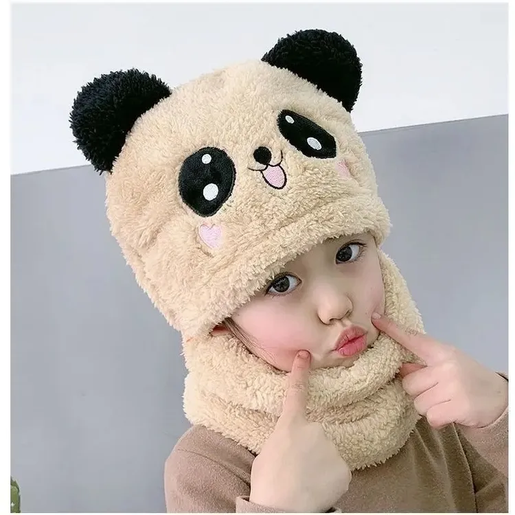儿童帽子男女童冬保暖帽子围脖一体宝宝加厚保暖防风遮脸护耳帽子