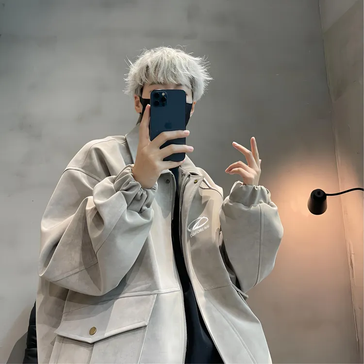 原创潮男夹克翻领飞行服宽松情侣肤感休闲春季大口袋痞帅美式外套