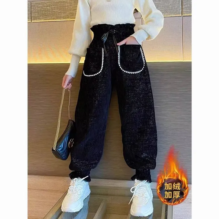 YeeHoO英氏【断码】女童裤子加厚秋冬装外穿小香风儿童棉裤中大童加