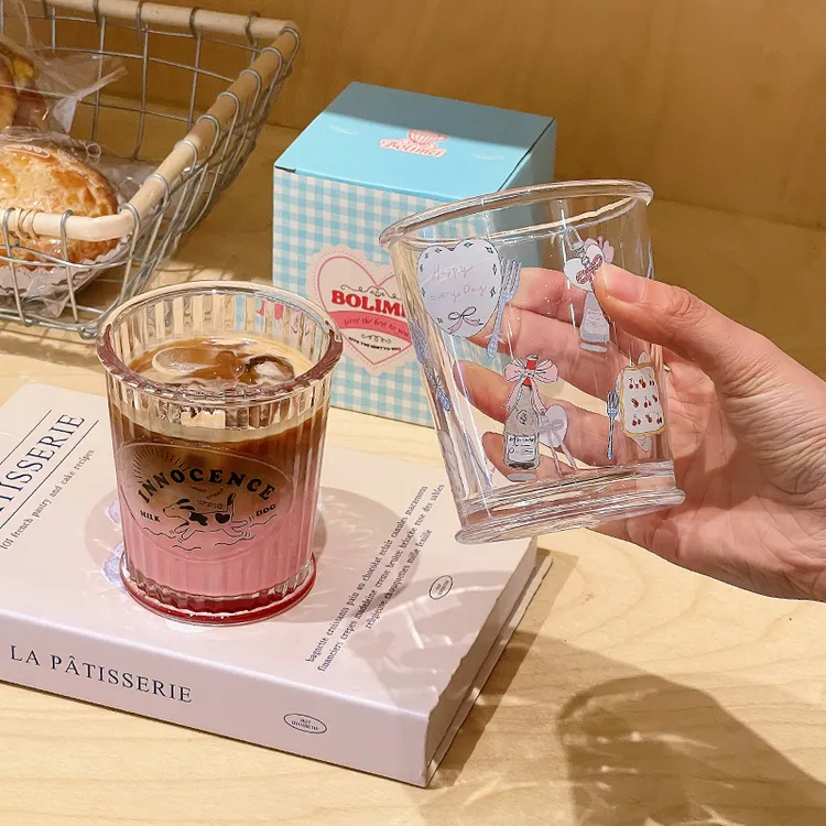 舍里玻璃杯子女高颜值咖啡杯办公室水杯家用可爱果汁牛奶饮料杯子