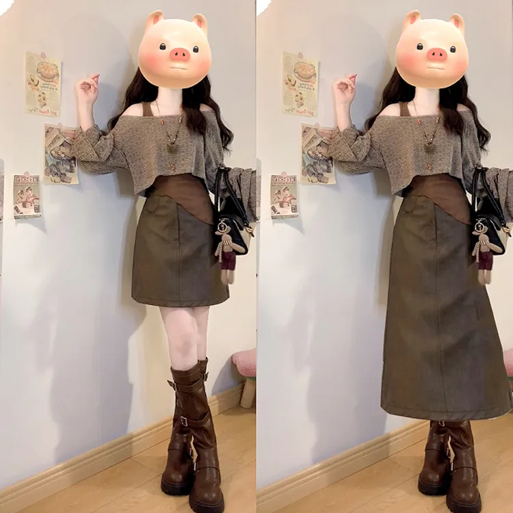 大码胖mm秋季新款慵懒风温柔设计感小众复古减龄时尚三件套套装女