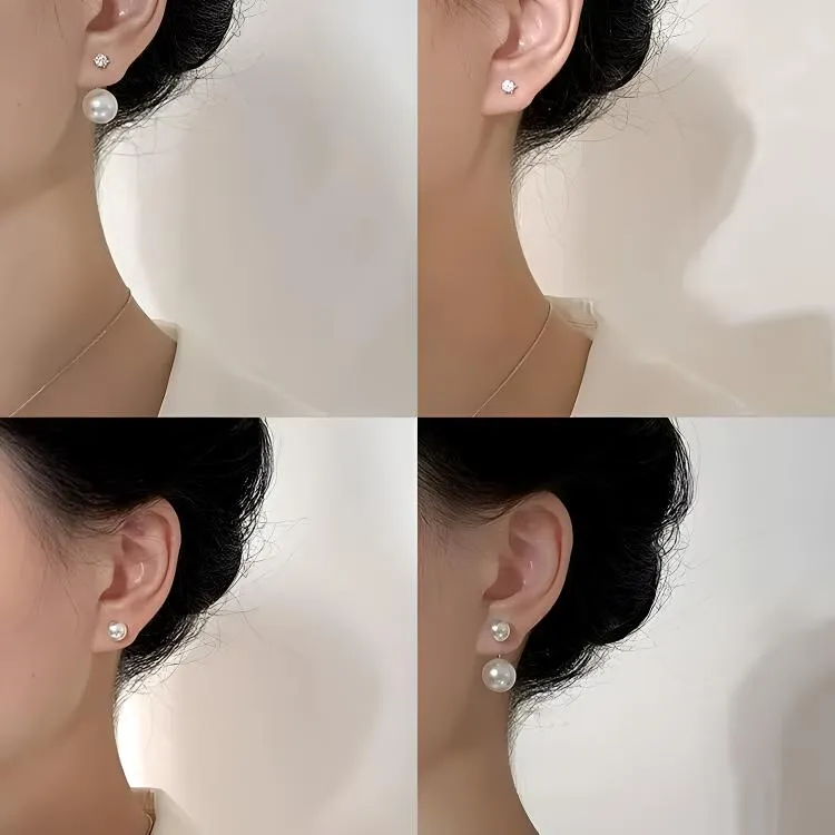 铜合金耳饰 许我耀眼许妍同款珠珠耳环2025新后挂式气质温柔耳钉 