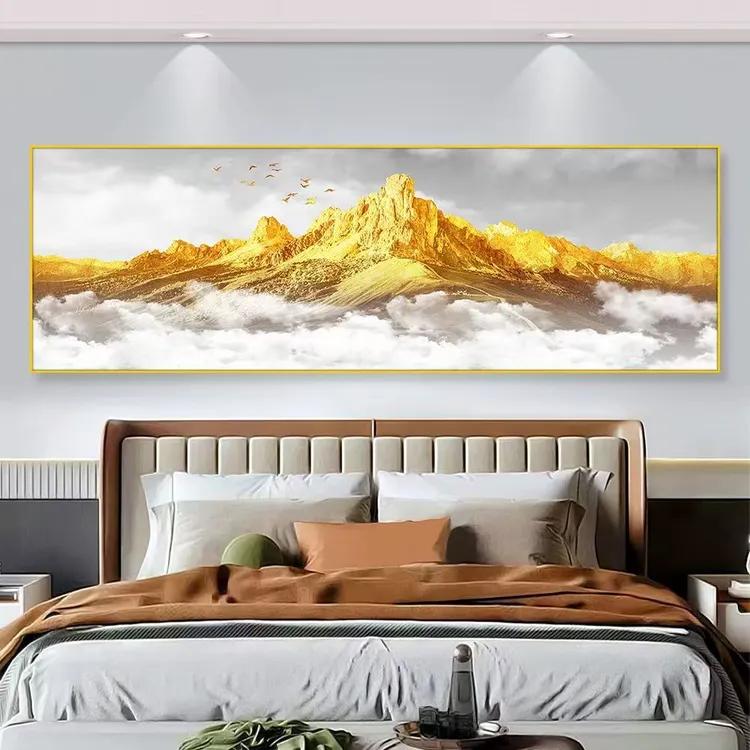 卧室床头客厅沙发装饰画自带背胶背靠金山自粘画酒店宾馆背景壁画