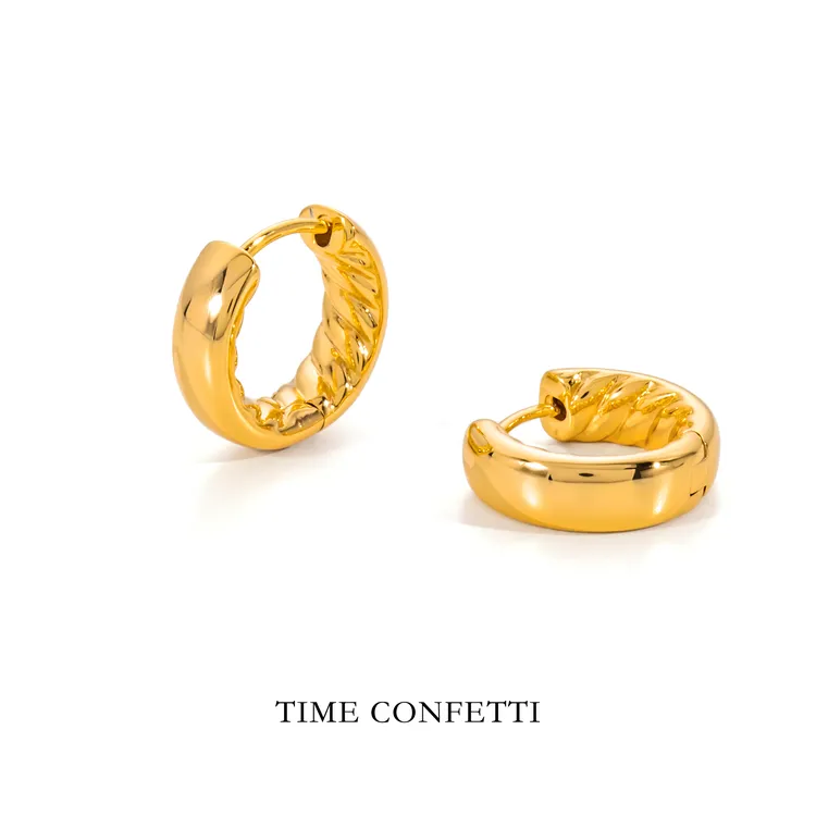 黄铜耳饰 镀K金【孙二娘】气质精致百搭光面圆环耳环TC 11975